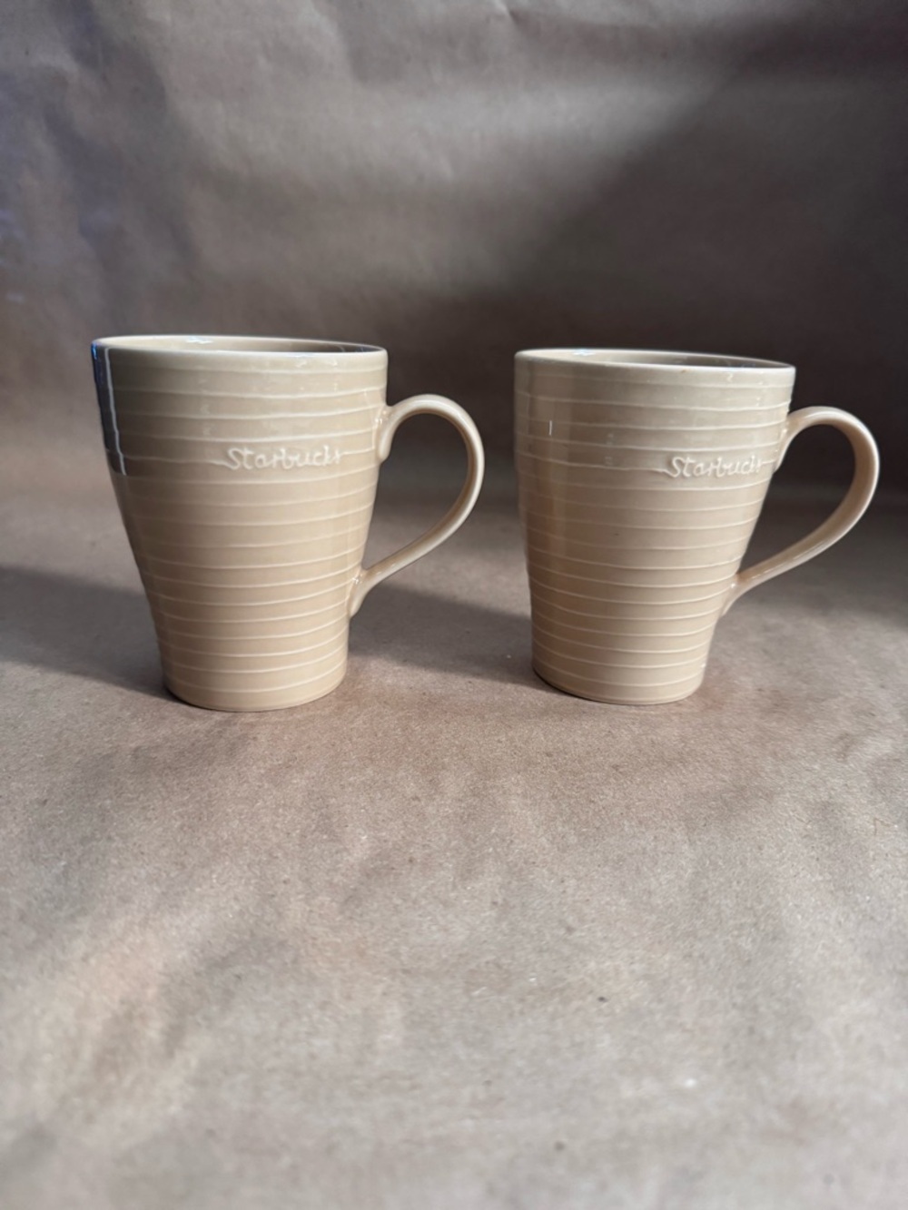2 x Starbucks 2009 Beige Coffee mug designed by Design House Stockholm. 12 fl oz